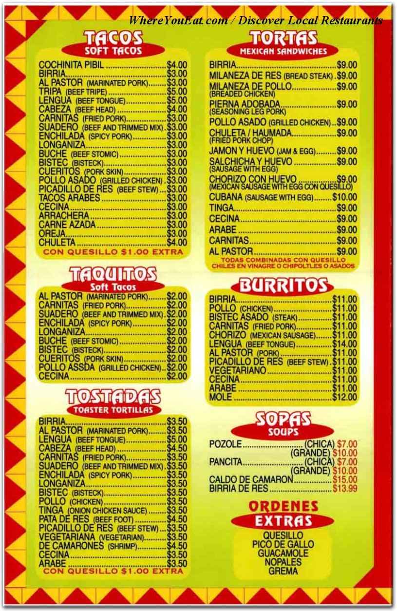 menu